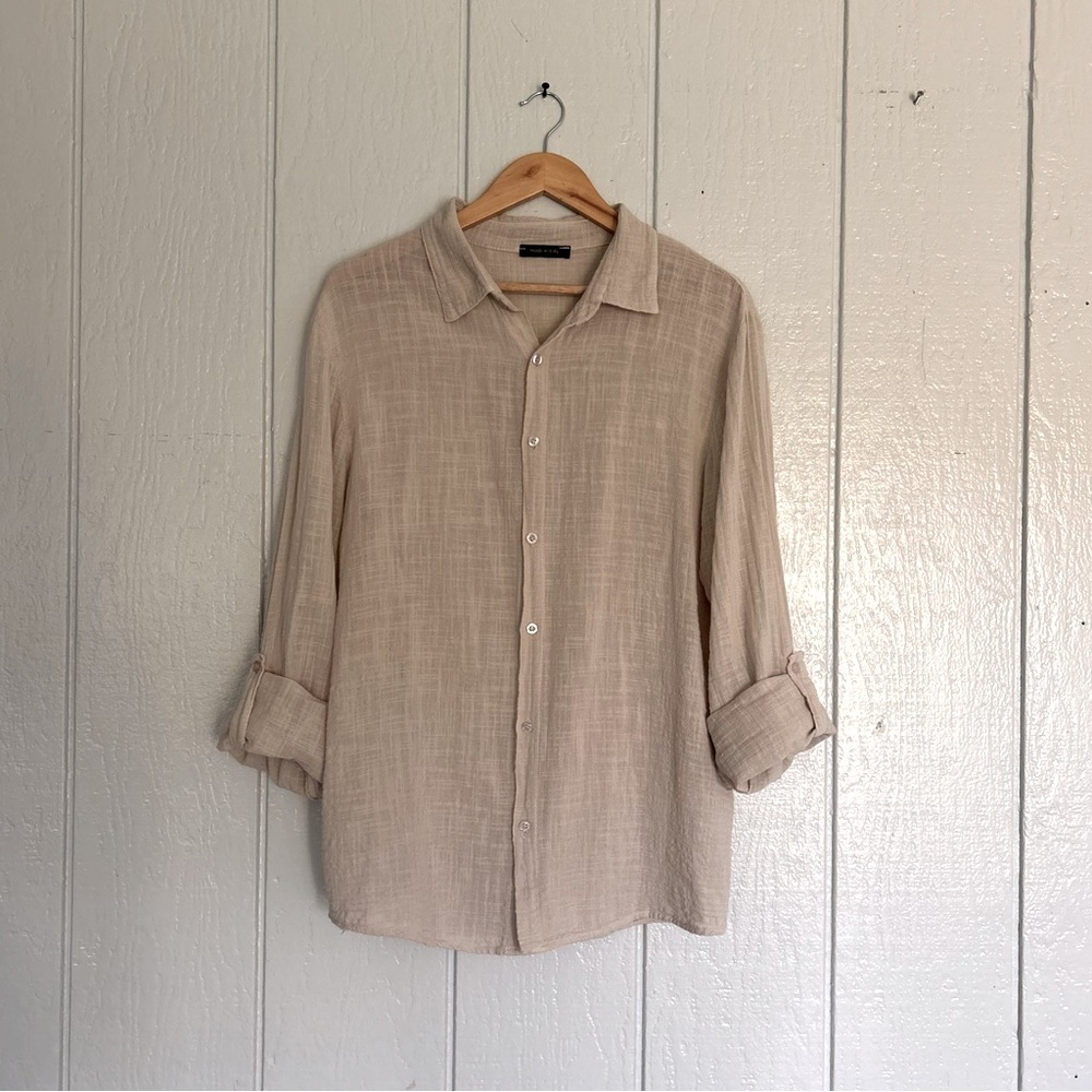 Made in Italy ✧ Lightweight Linen-Blend Shirt/ Size L- EU M-US